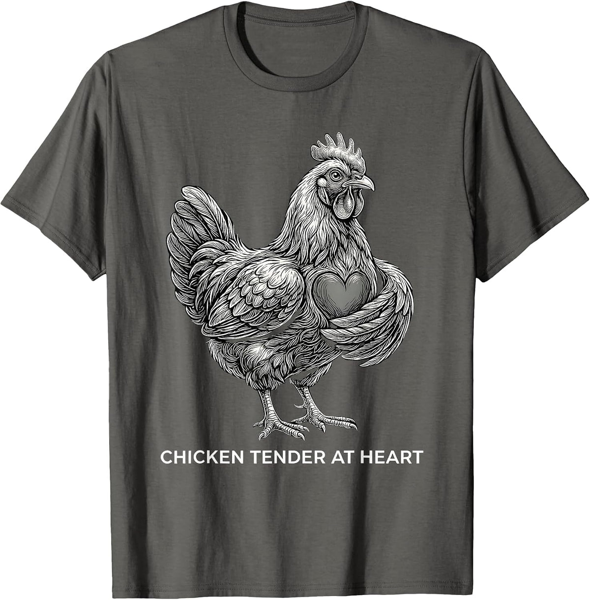 Chicken Tender At Heart Funny Chicken Design T-Shirt - Asphalt Grey