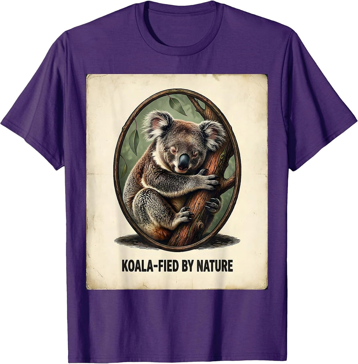 Koala-fied by Nature Vintage Cute Koala Lover Animal Humor T-Shirt - Purple