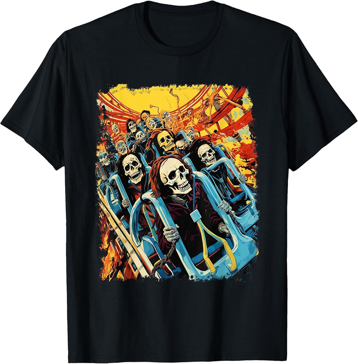 Skeleton Roller Coaster T-Shirt - Black