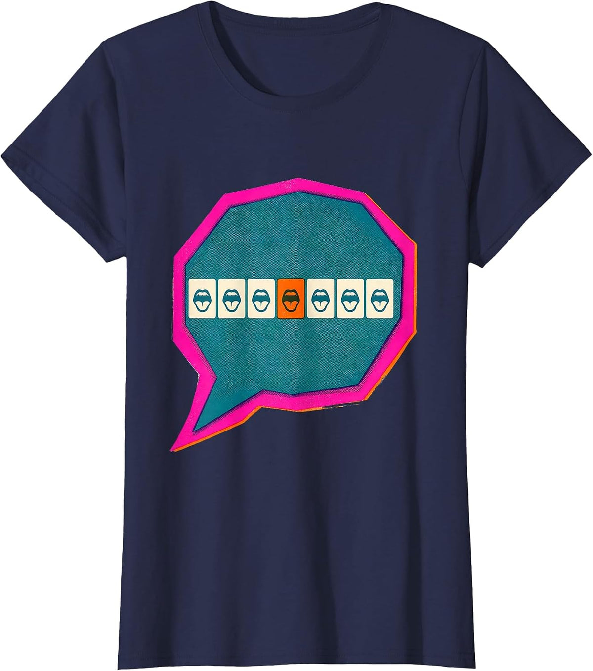Women's Blank Articulator Cards Retro Cute Speech-Language T-Shirt - Navy Blue