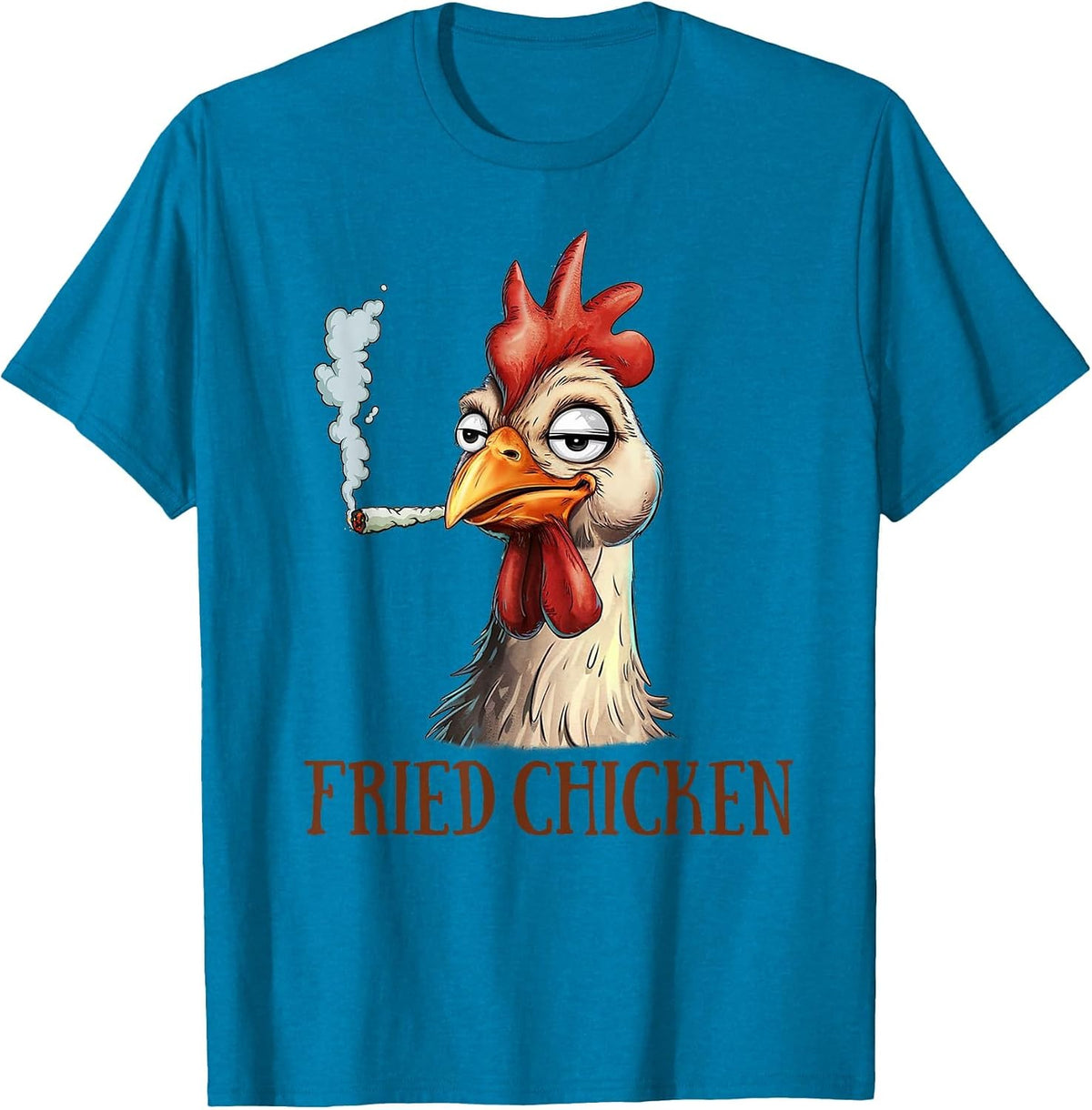 Cannabis Weed Lover 420 Chicken Smoking Stoned Fried Chicken Tees T Shirts - Sapphire Blue