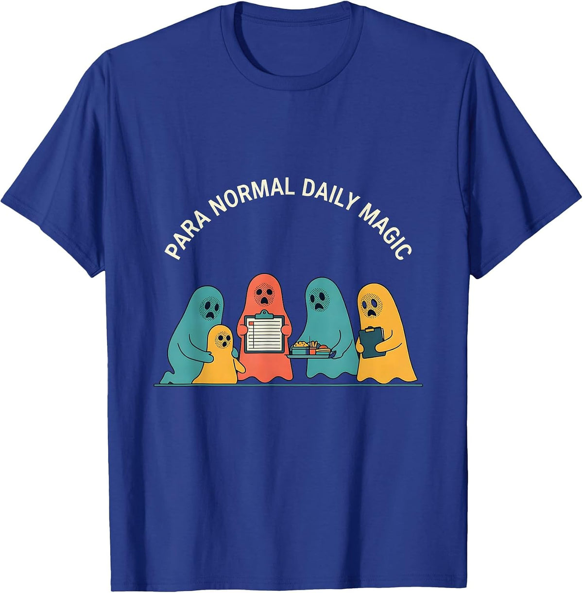 Para Normal Daily Magic Flat Vector Ghost Paraeducator T-Shirt - Royal Blue