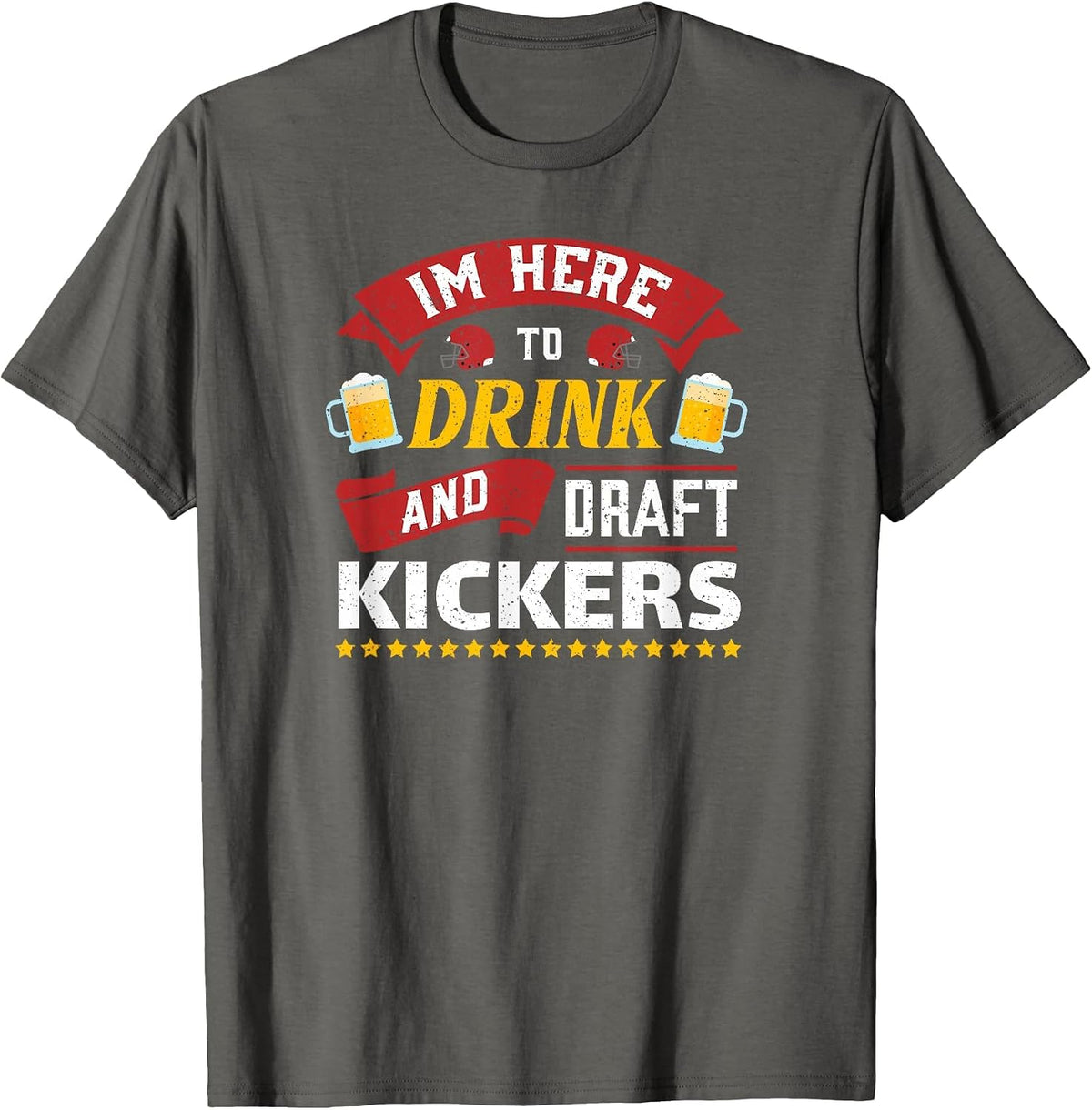 Fantasy Football Party Drink Draft Kickers Funny Sports RETR T-Shirt - Asphalt Grey