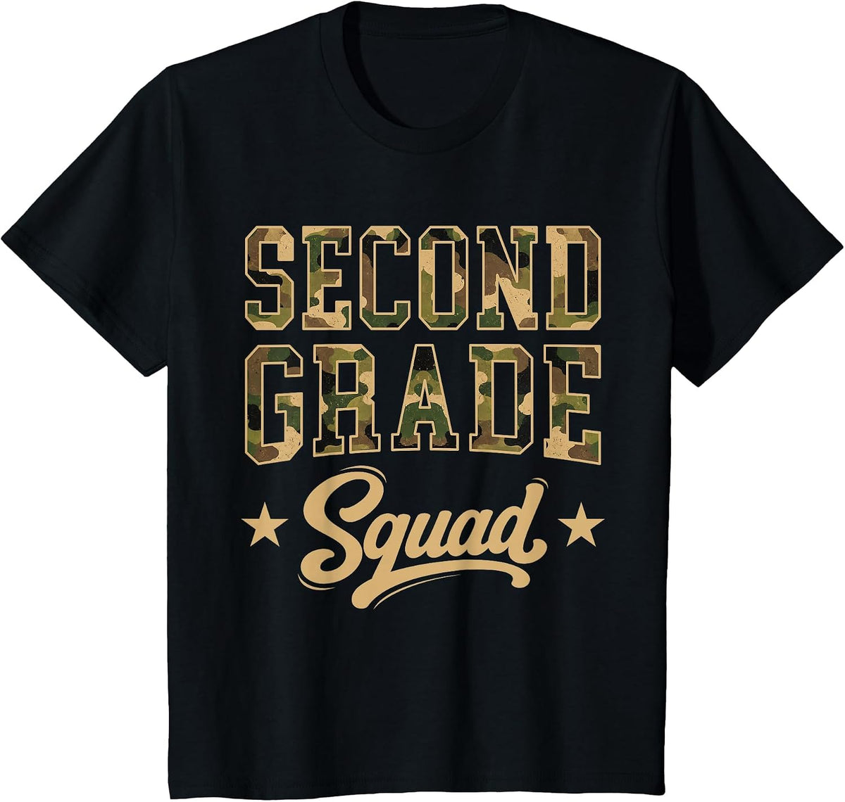 2nd Grade Camouflage Second Grade Squad Back to School T-Shirt - Black