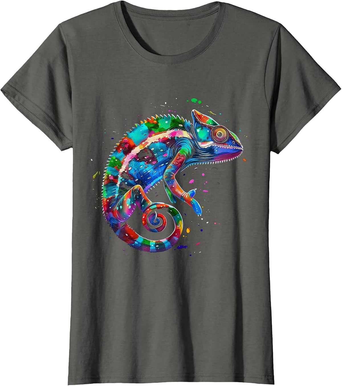 Chameleon Colorful Reptile Lover T-Shirt - Asphalt Grey