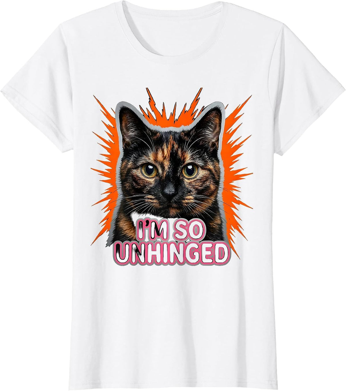 I'm So Unhinged Funny Cat Meme Bootleg Graphic T-Shirt - White