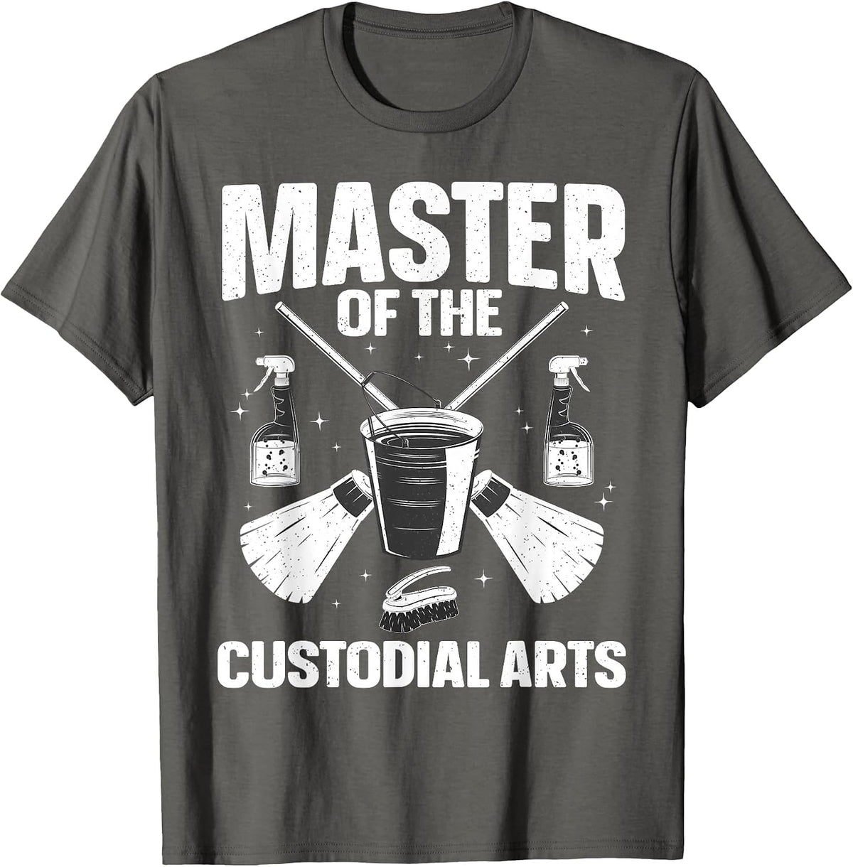 School Custodian Design for Men Women Cleaning Janitor T-Shirt - Asphalt Grey