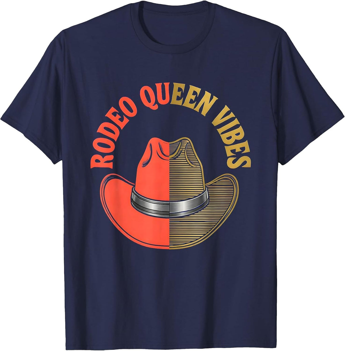 Men's Rodeo Queen Vibes Cowgirl Graphic Design T-Shirt - Navy Blue