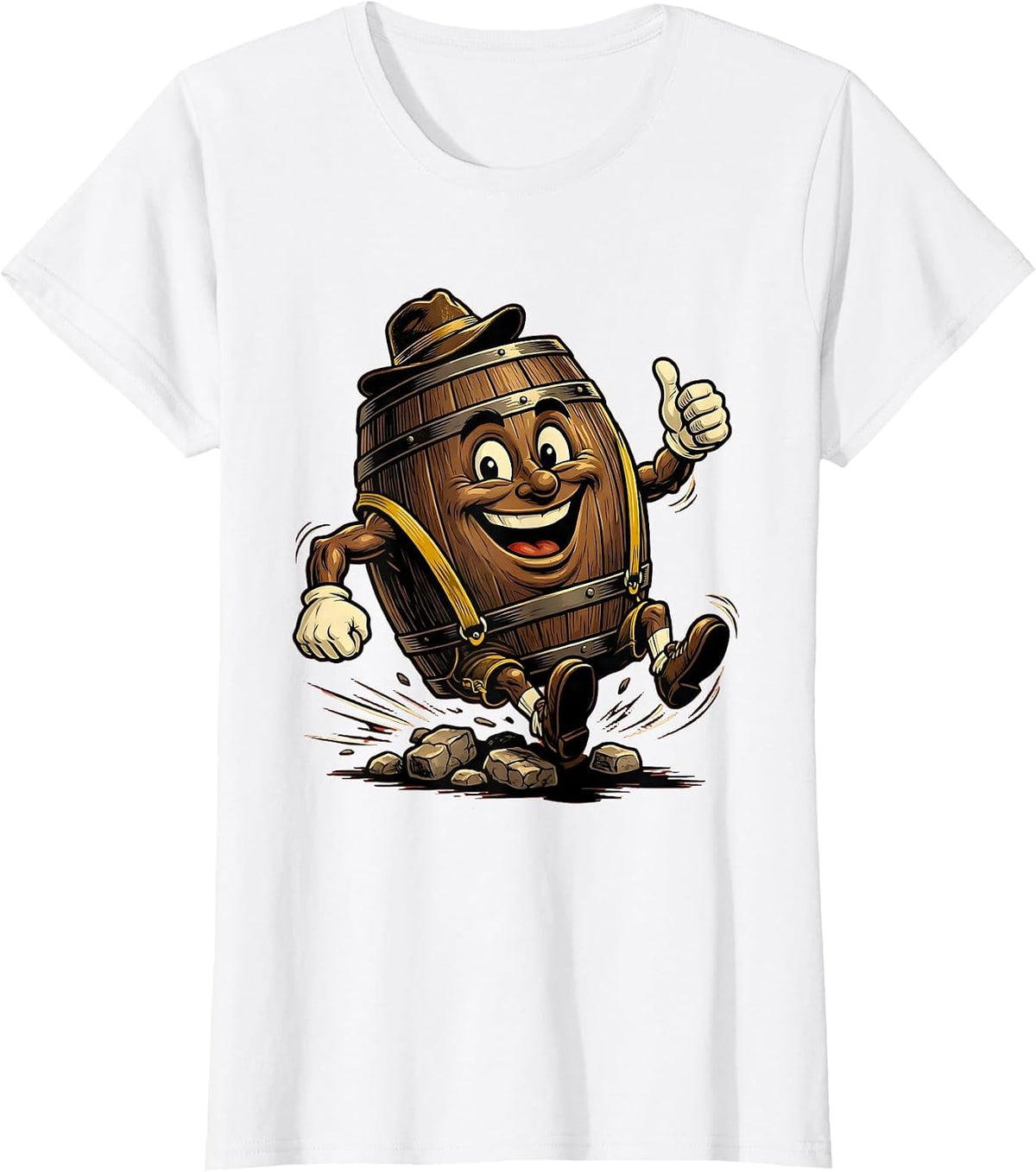 Women's Oktoberfest Barrel Rolling Cobblestone Street T-Shirt - White