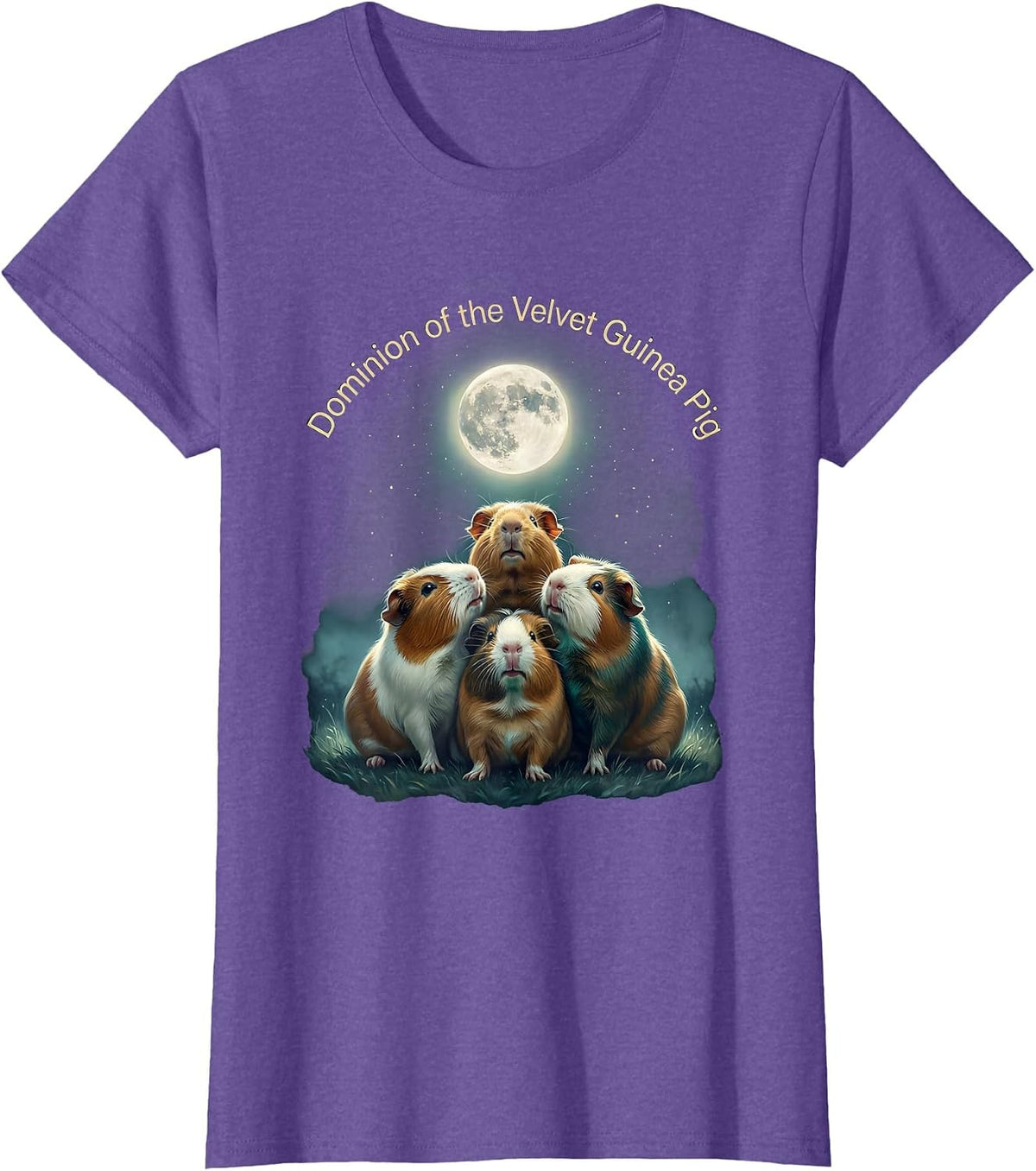 Women's Dominion of the Velvet Guinea Pig Funny Guinea Pig Lover T-Shirt - Purple Heather