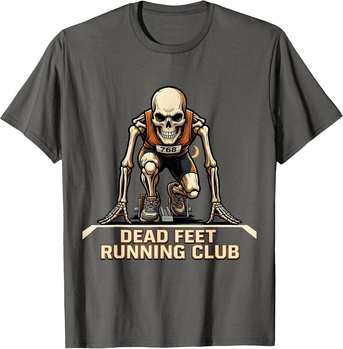 Dead Feet Running Club Funny Halloween Runner Costume T-Shirt - Asphalt Grey