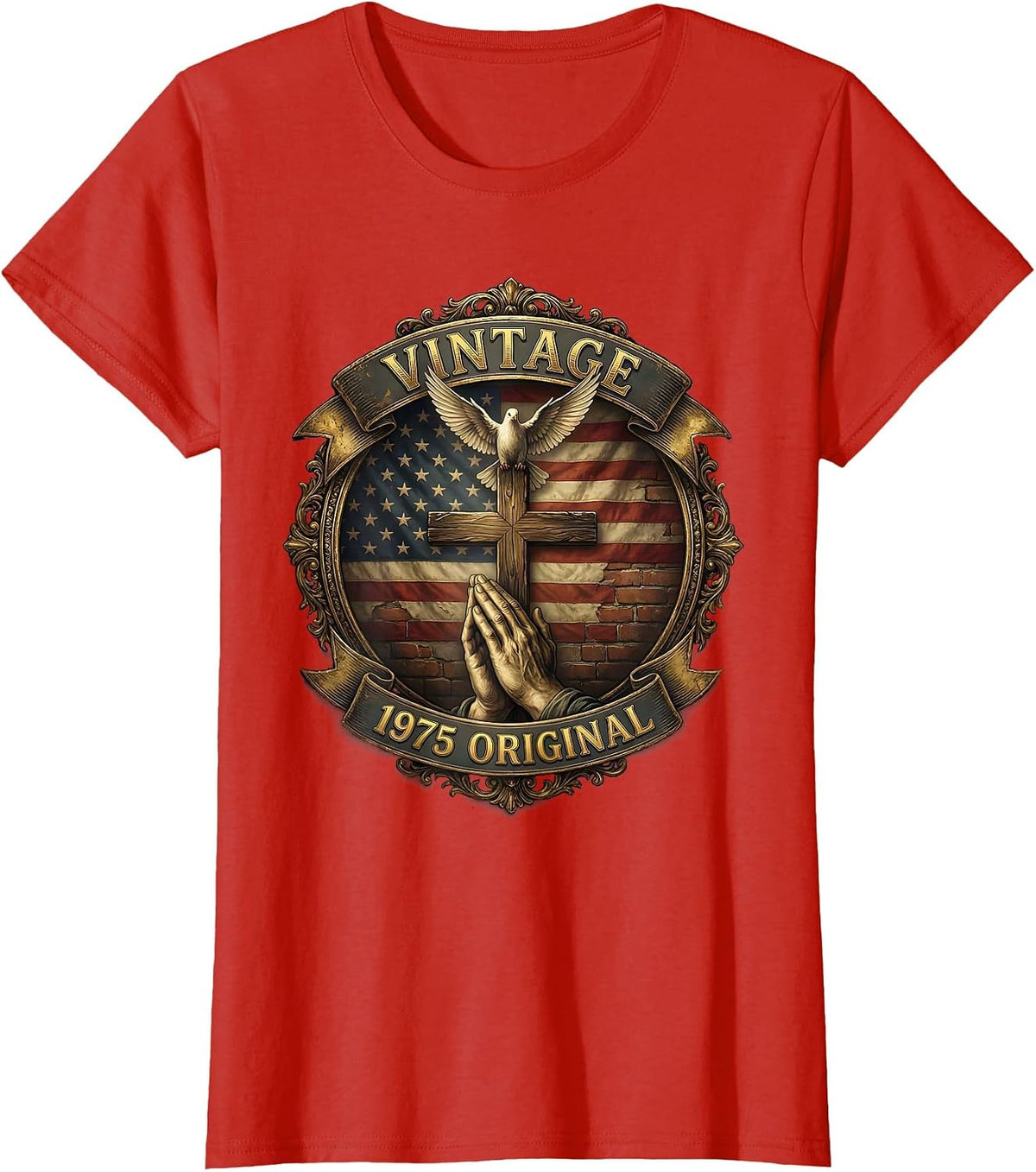 Vintage 1975 Original Classic Retro Birthday Design T-Shirt - Red