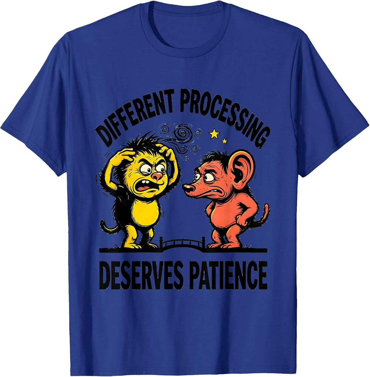 Men's Different Processing Deserves Patience Funny Autistic ADHD T-Shirt - Royal Blue