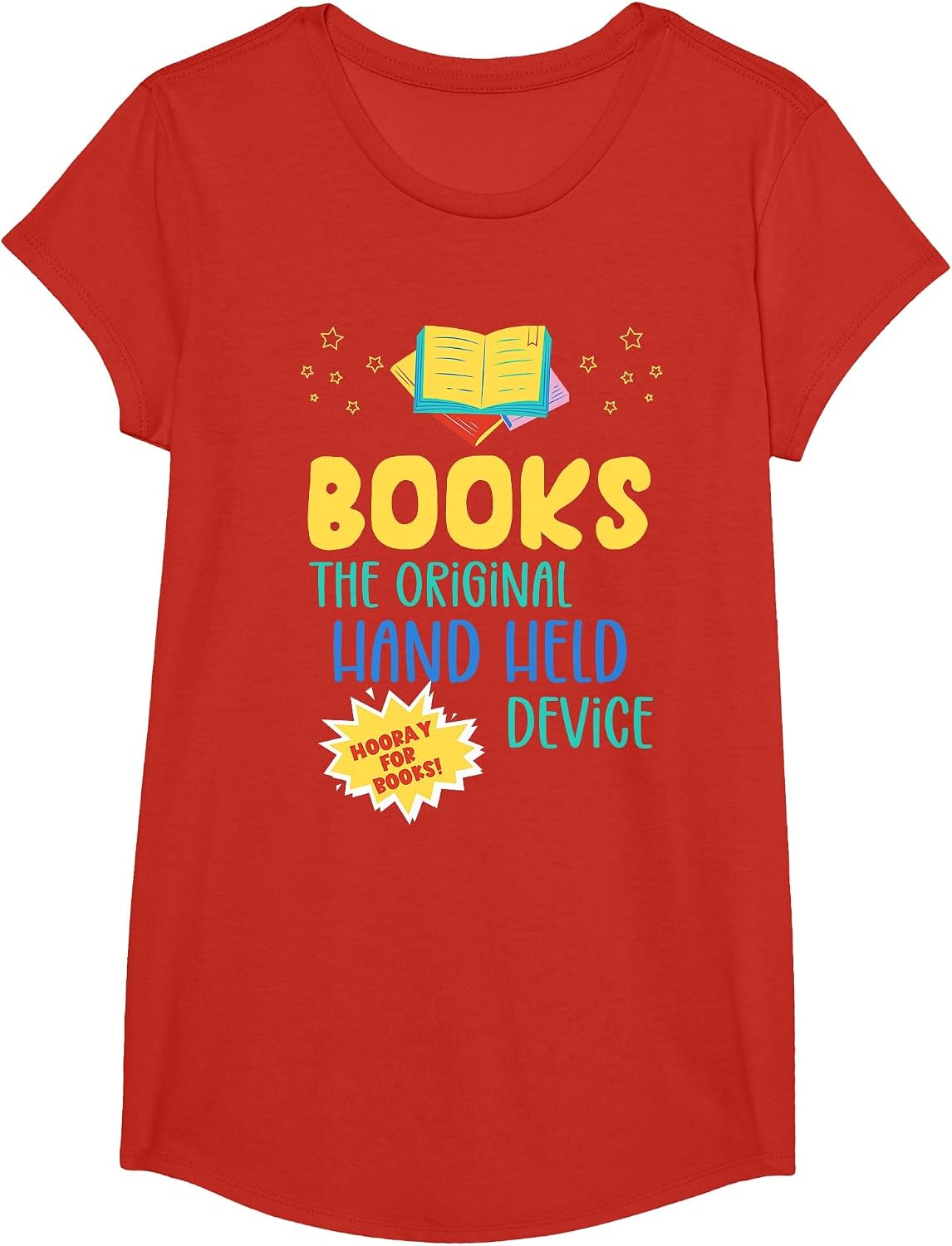 Books The Original Hand Held Device, Librarian Read Teacher T-Shirt - Girls Red