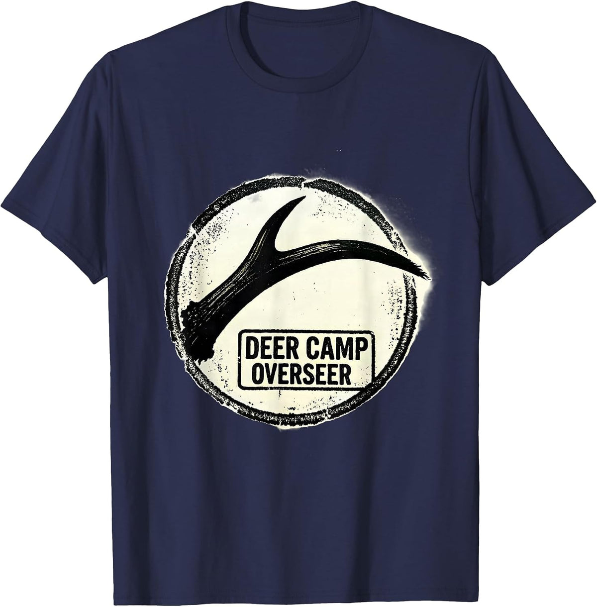 Deer Camp Overseer Patriotic Camo Deer Hunter Dad Gift T-Shirt - Navy Blue