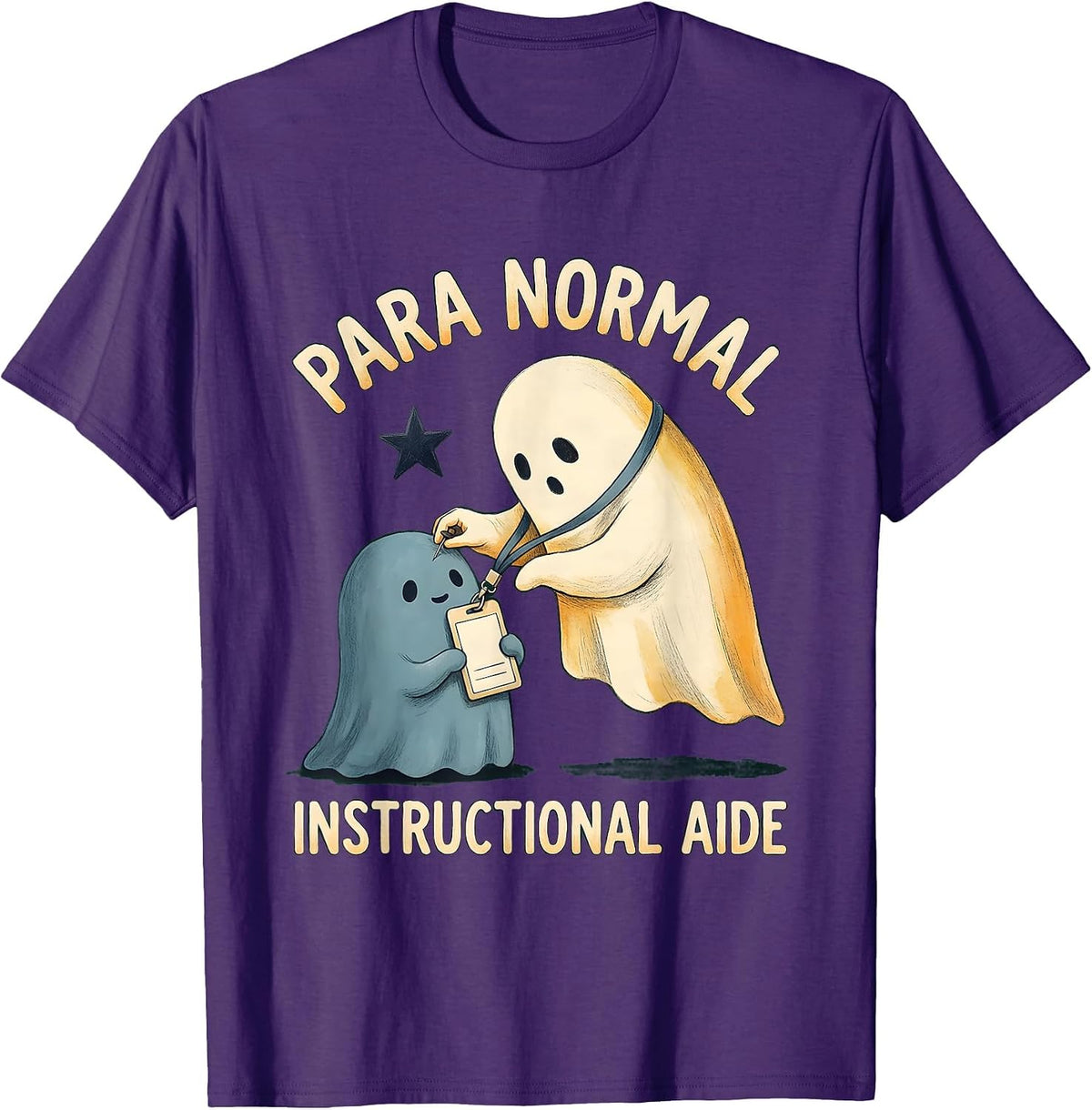 Men's Para Normal Instructional Aide Storybook Ghost Halloween T-Shirt - Purple