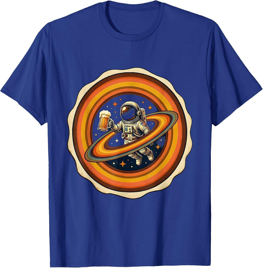 Astronaut Floating With Beer in Space T-Shirt - Royal Blue