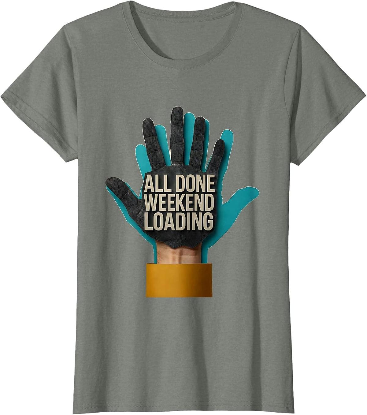 All Done Weekend Loading Midcentury Modern ASL Teacher T-Shirt, Women, Olive Heather, X-Small - As Pictured