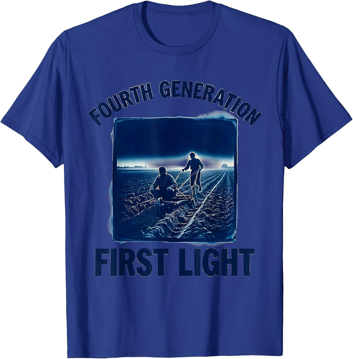 Fourth Generation First Light Vintage Farmer Tractor T-Shirt - Royal Blue