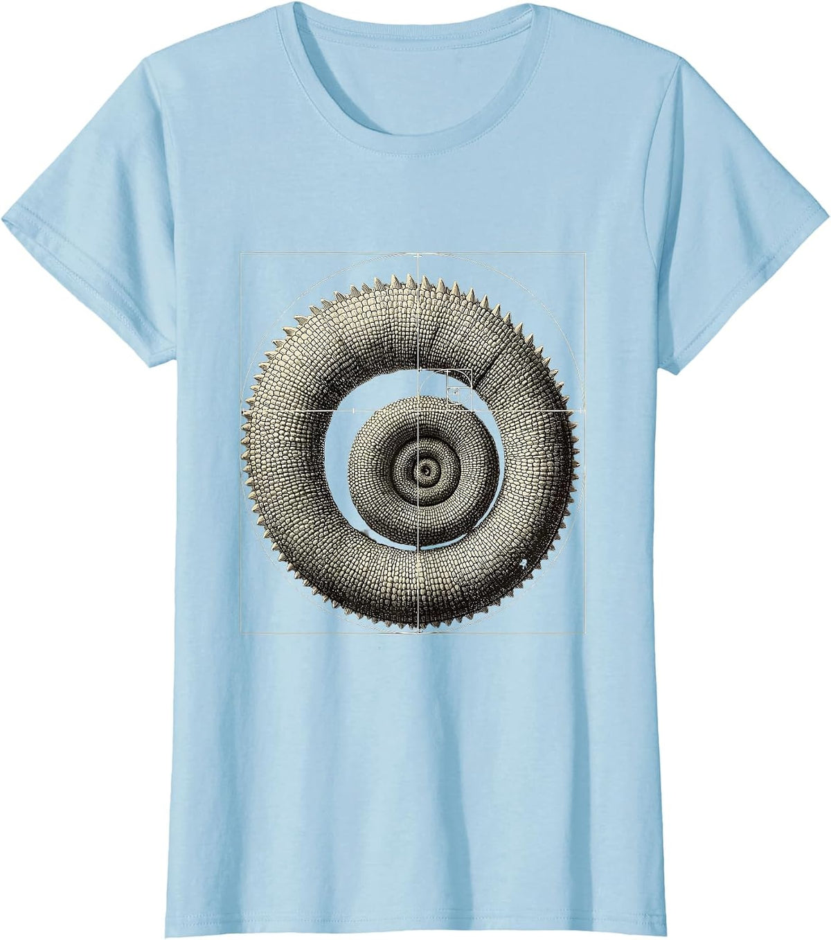 Women's Coiled Chameleon Tail Sacred Geometry Math Lover Design T-Shirt - Baby Blue