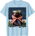 Red White and Blueberries Jam Jar Flag Ribbon T-Shirt, Men, Baby Blue, X-Large - As Pictured