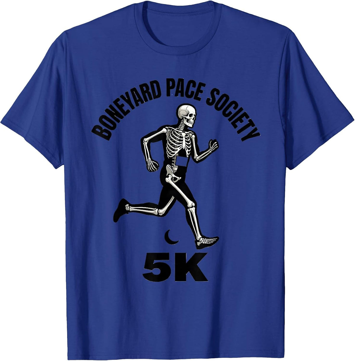 Men's Boneyard Pace Society 5K Funny Skeleton Halloween 5K Runner T-Shirt - Royal Blue