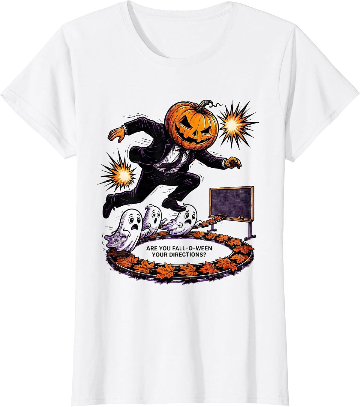 Are You Fall-O-Ween Your Directions Comic Book Teacher T-Shirt - White