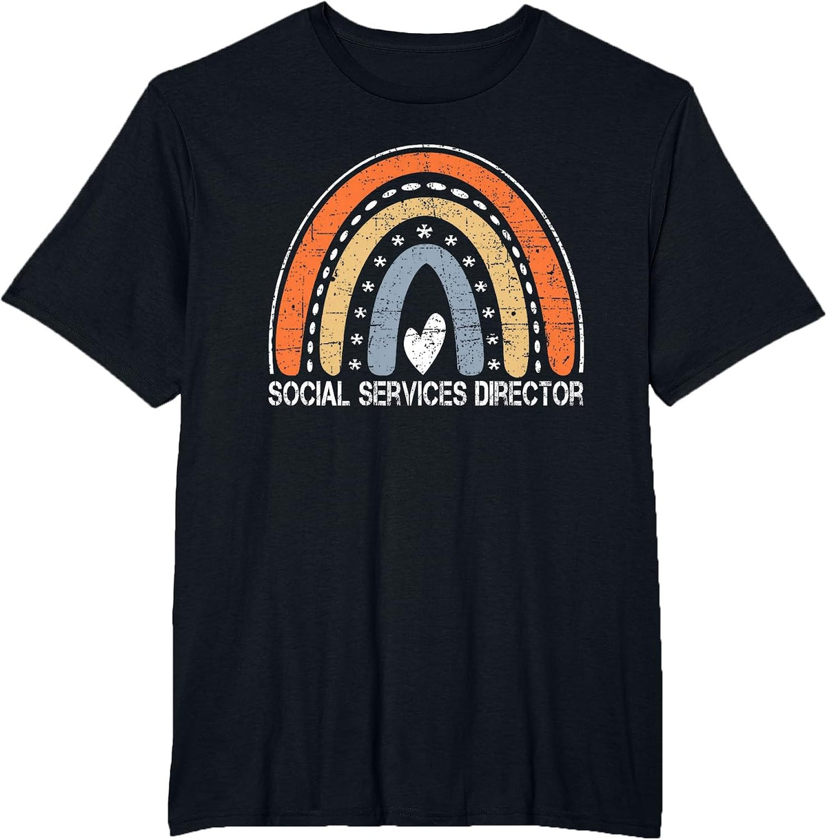 Vintage Rainbow Job Worker Funny Social Services Director T-Shirt - Black
