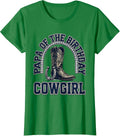 Women's Papa Of The Birthday Cowgirl Sparkle Varsity Western Rodeo T-Shirt - Kelly Green