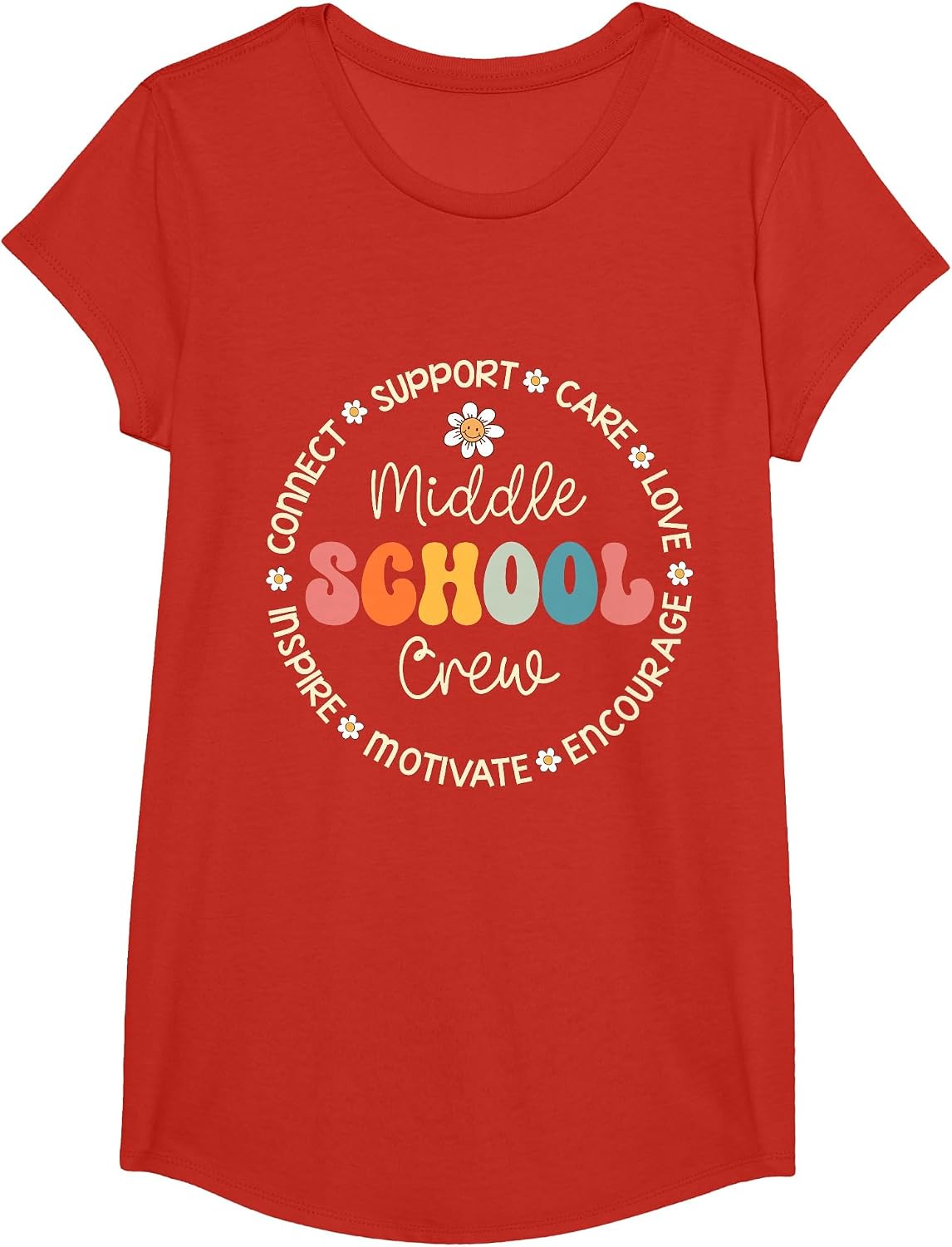 Middle School Crew Appreciation Week Back to School T-Shirt - Girls Red