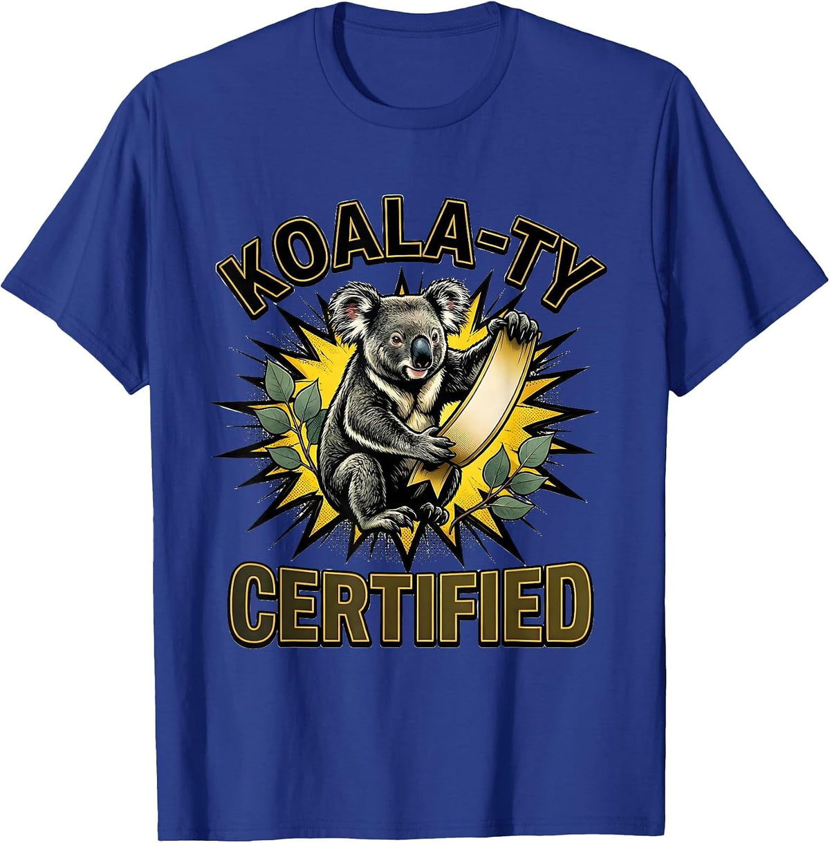 Men's Koala-ty Certified Comic Book Koala Lover Novelty Gift T-Shirt - Royal Blue