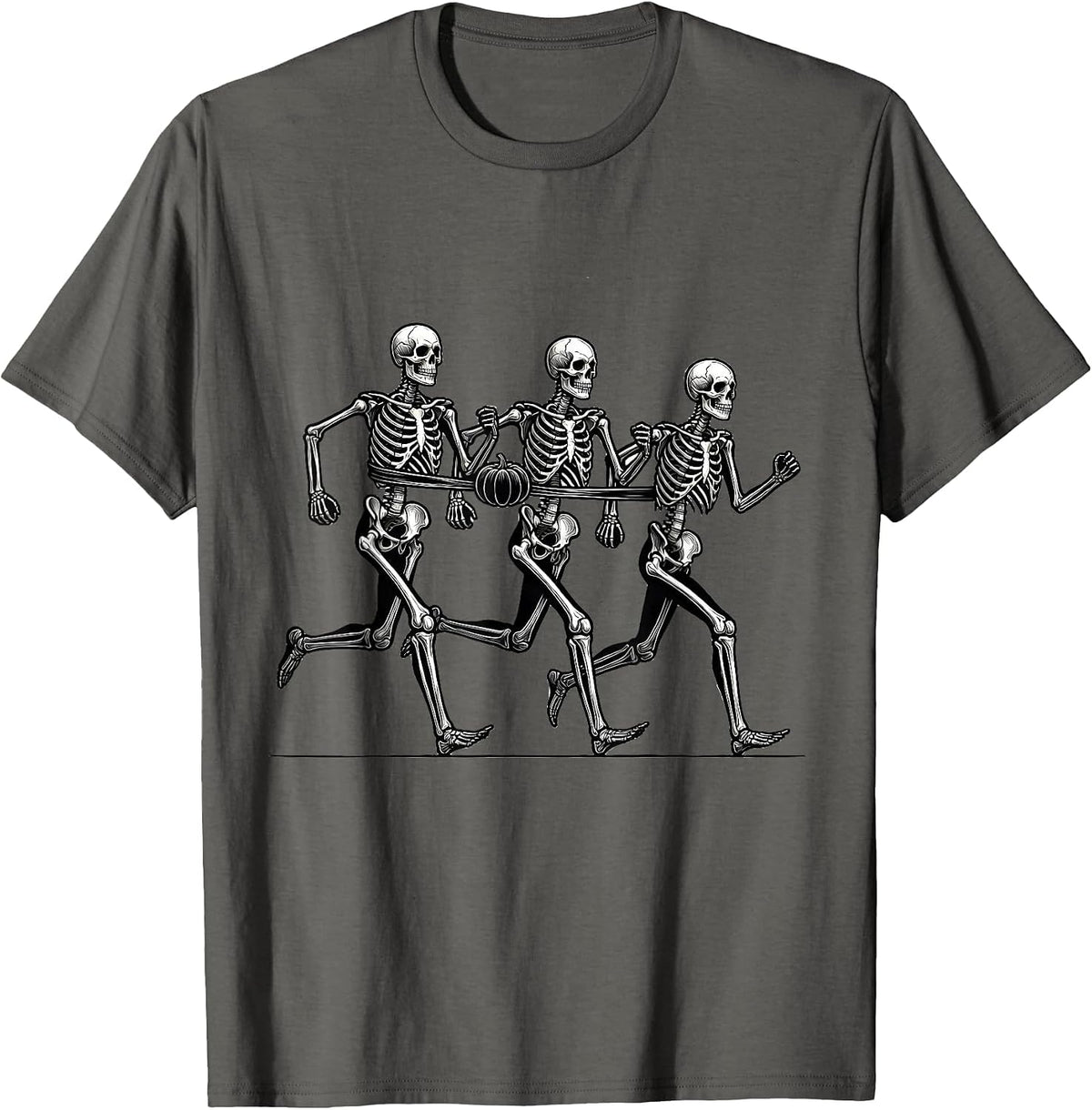 Skeleton Runners Halloween 5K Race Matching Fun Run T-Shirt - Asphalt Grey