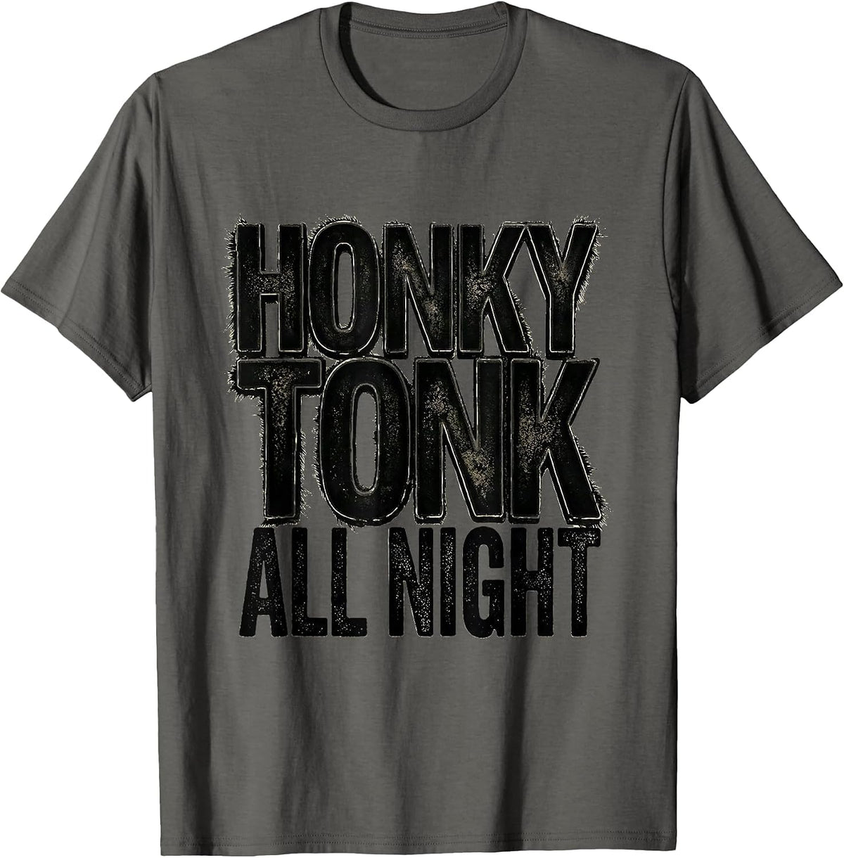 Men's Honky Tonk All Night Country Music Design T-Shirt - Asphalt Grey