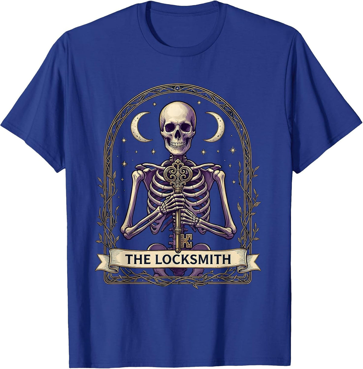 The Locksmith Whimsigoth Celestial Tarot Card Role Parody T-Shirt - Royal Blue