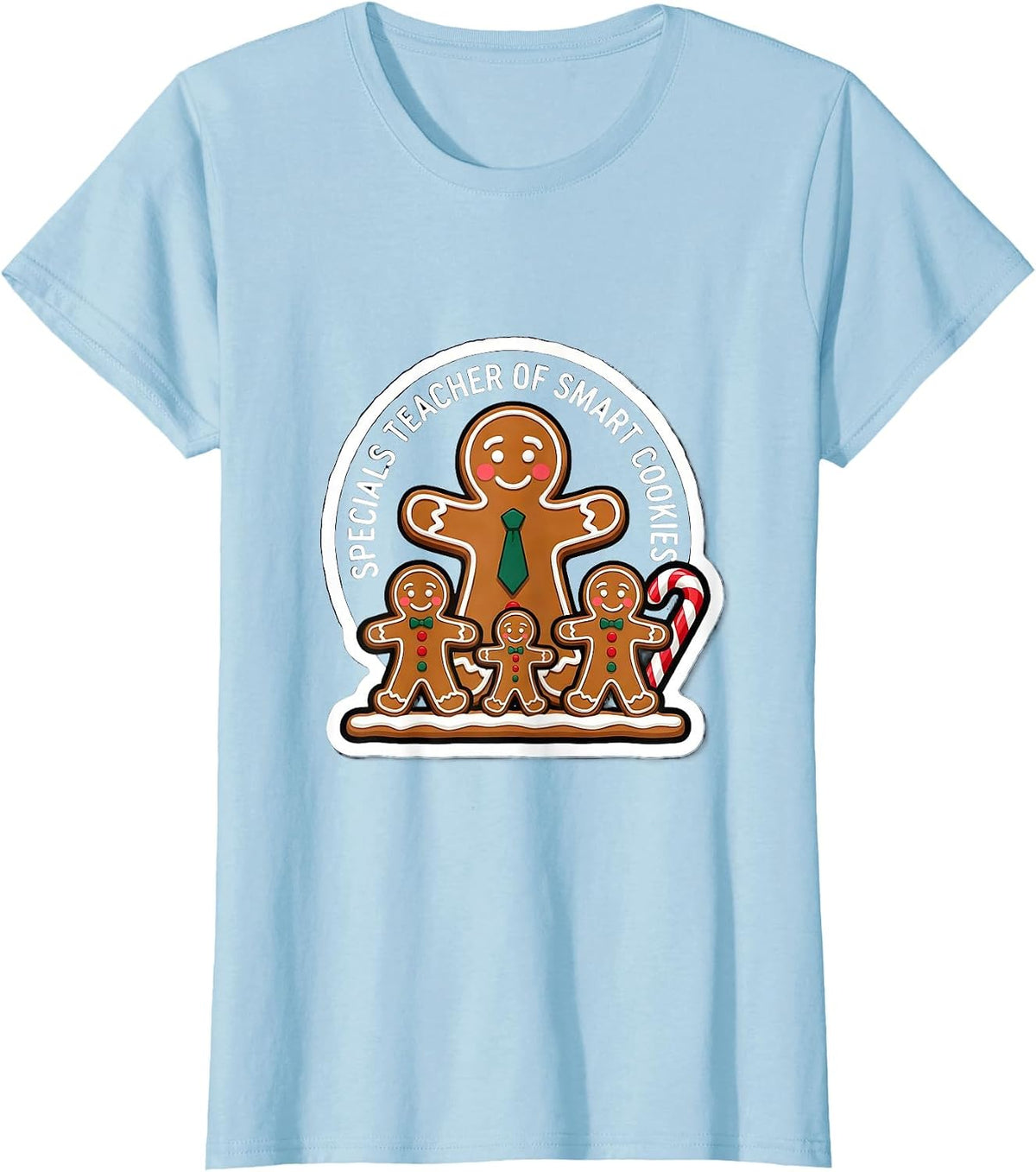 Women's Specials Teacher Of Smart Cookies Cute Gingerbread Christmas T-Shirt - Baby Blue