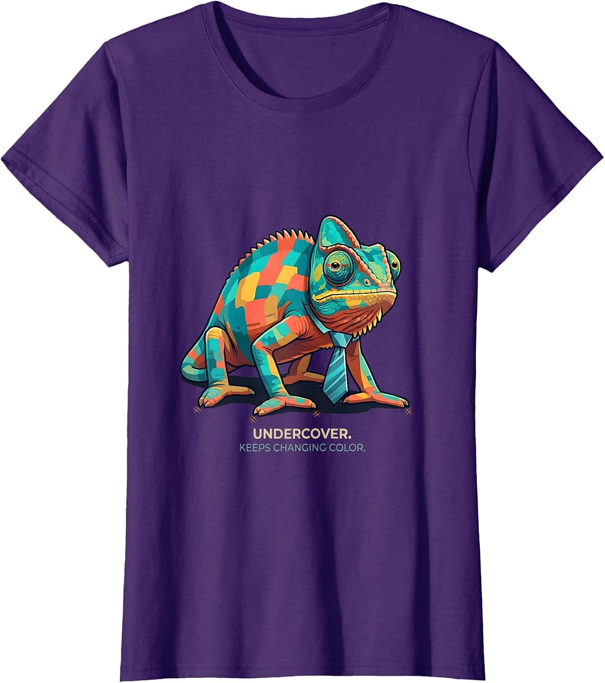 Women's Undercover Keeps Changing Color Funny Chameleon Halloween T-Shirt - Purple