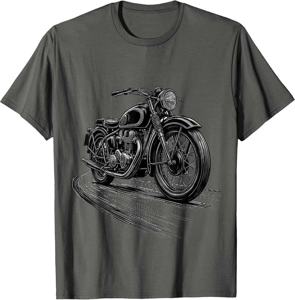 Vintage Motorcycle Retro Classic Car Biker Humor T-Shirt - Asphalt Grey