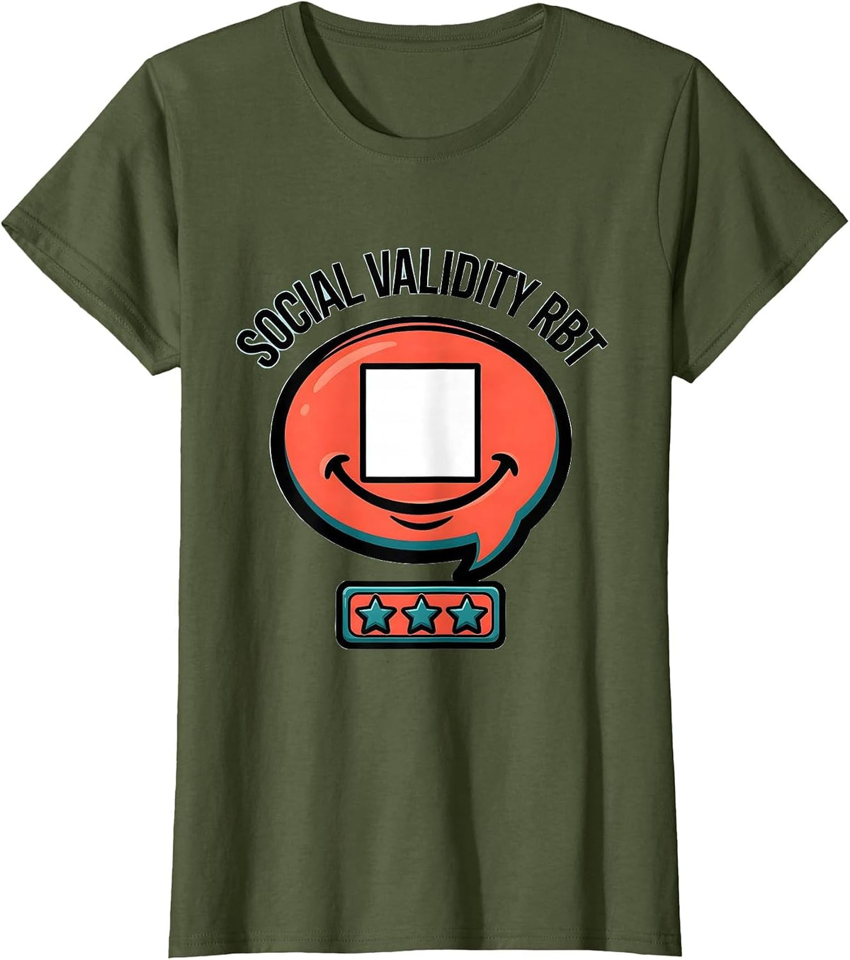 Women's Social Validity RBT Cartoon ABA Therapist Behavior Analyst T-Shirt - Olive Green