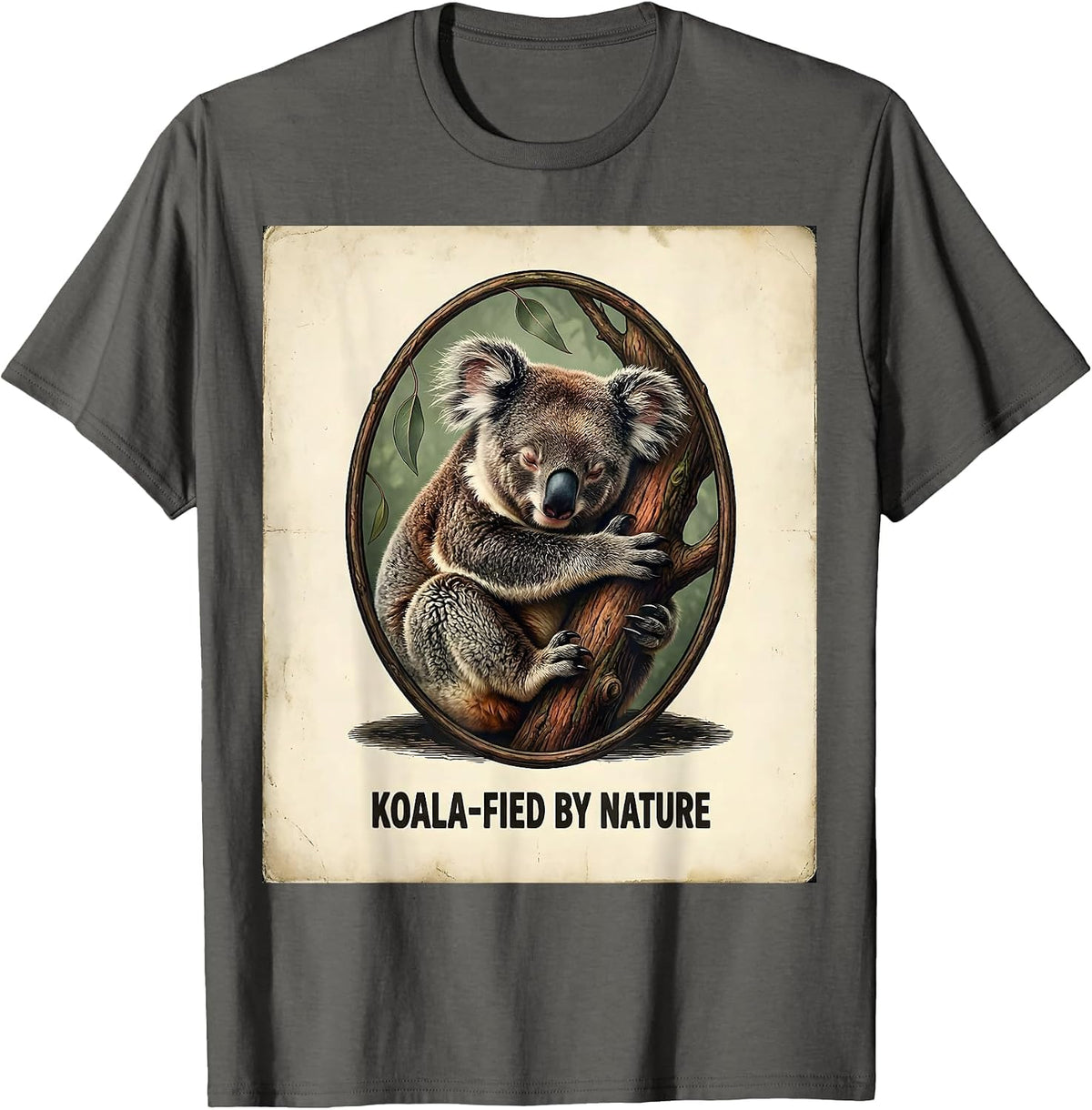 Koala-fied by Nature Vintage Cute Koala Lover Animal Humor T-Shirt - Asphalt Grey