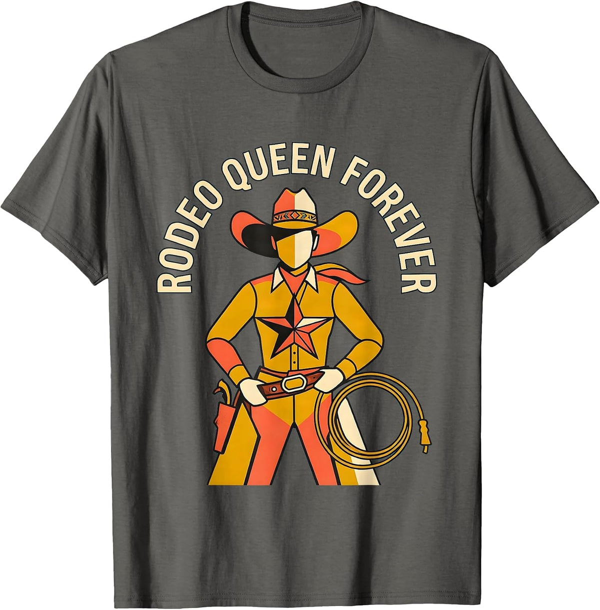 Men's Rodeo Queen Forever Western Cowgirl Design T-Shirt - Asphalt Grey