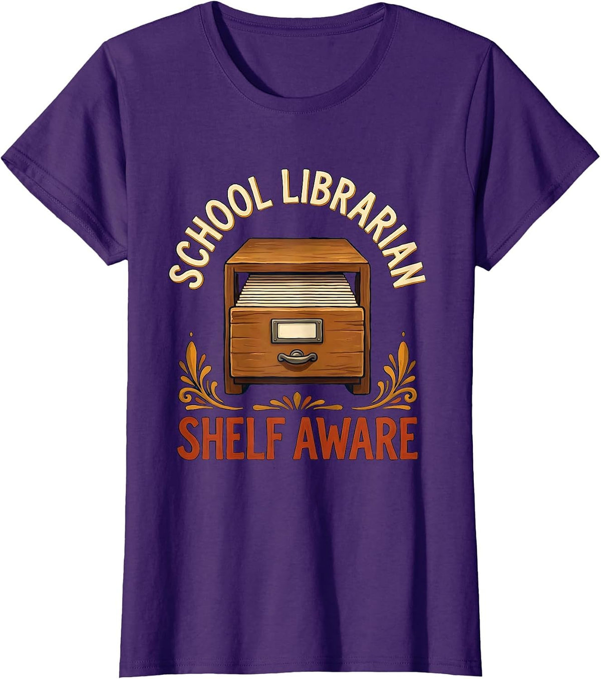Women's School Librarian Shelf Aware Funny Book Lover Gift T-Shirt - Purple