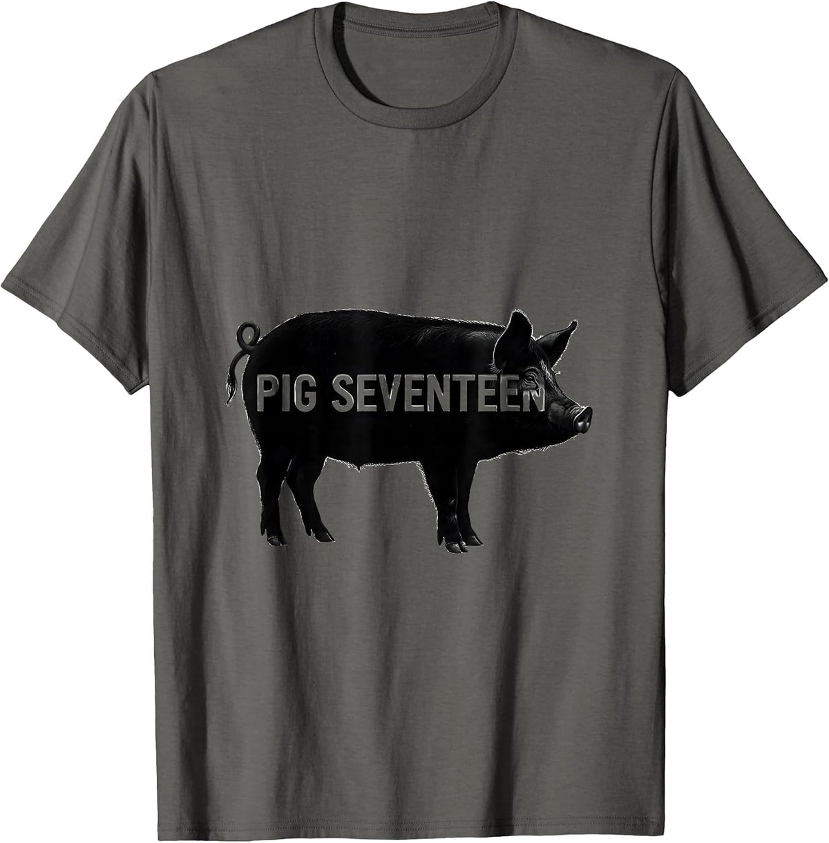 Men's Pig Seventeen Minimalist Pig Lover Novelty Humor T-Shirt - Asphalt Grey
