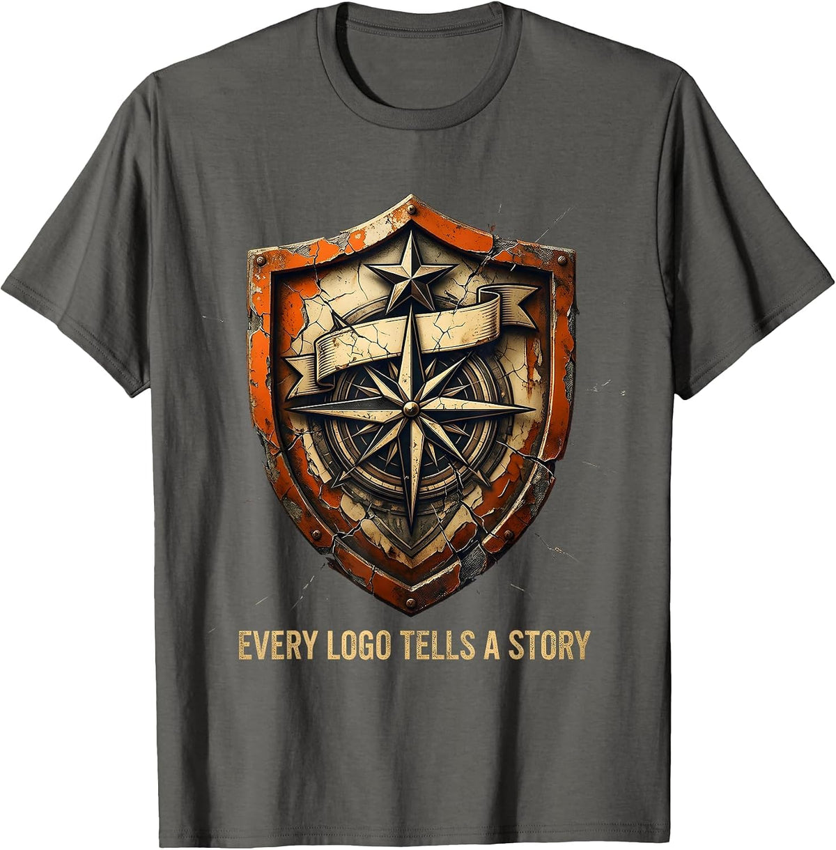 Every Logo Tells a Story Graphic Design T-Shirt - Asphalt Grey