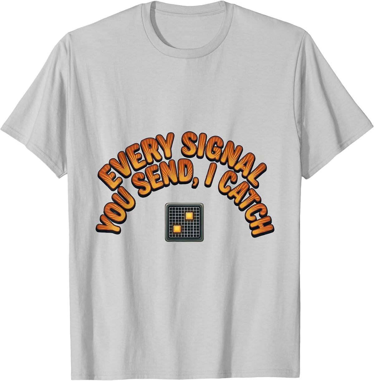 Men's Every Signal You Send I Catch Retro Speech Language T-Shirt - Silver Grey
