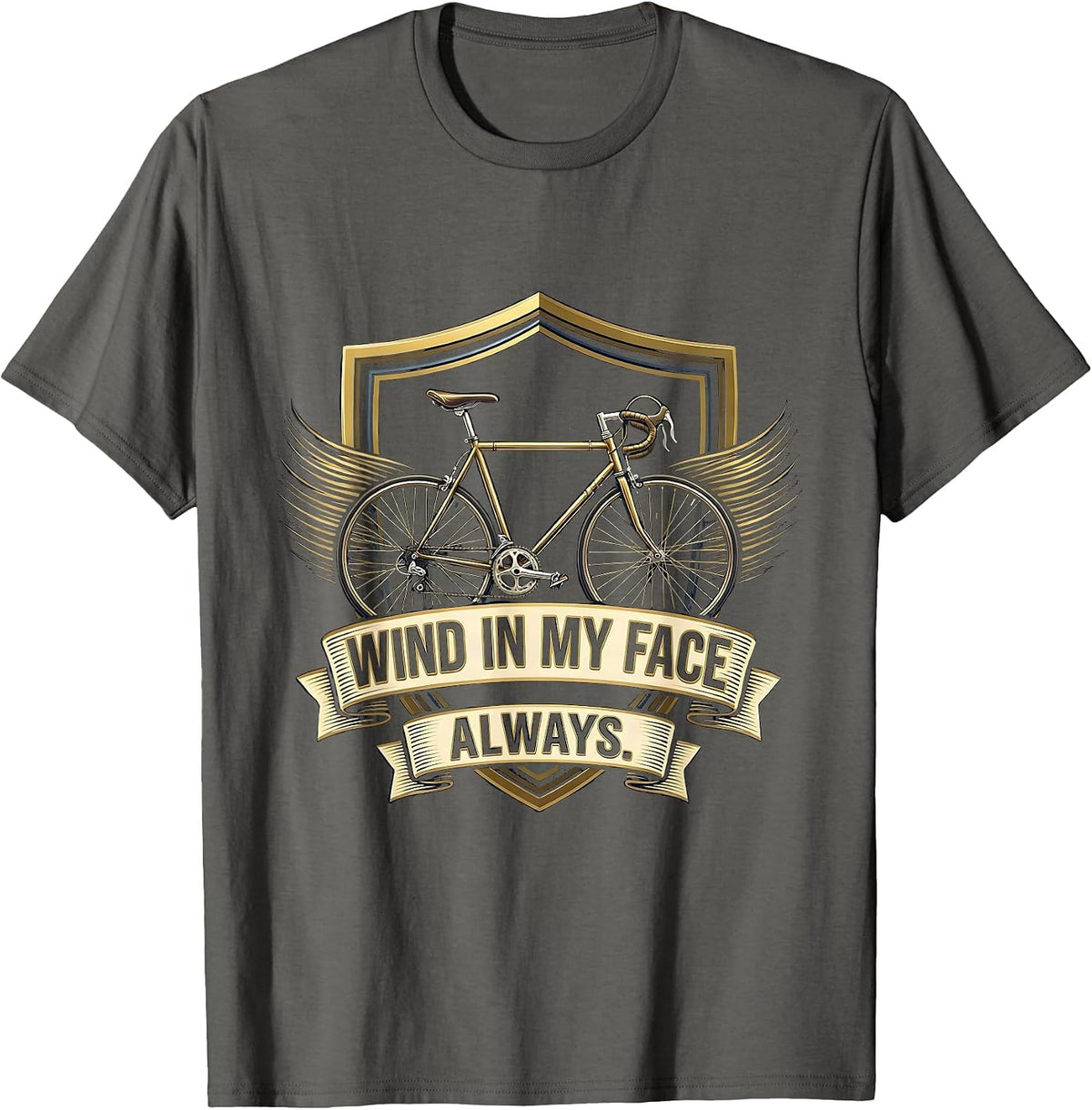Men's Wind In My Face Always Cycling Bike Design T-Shirt - Asphalt Grey