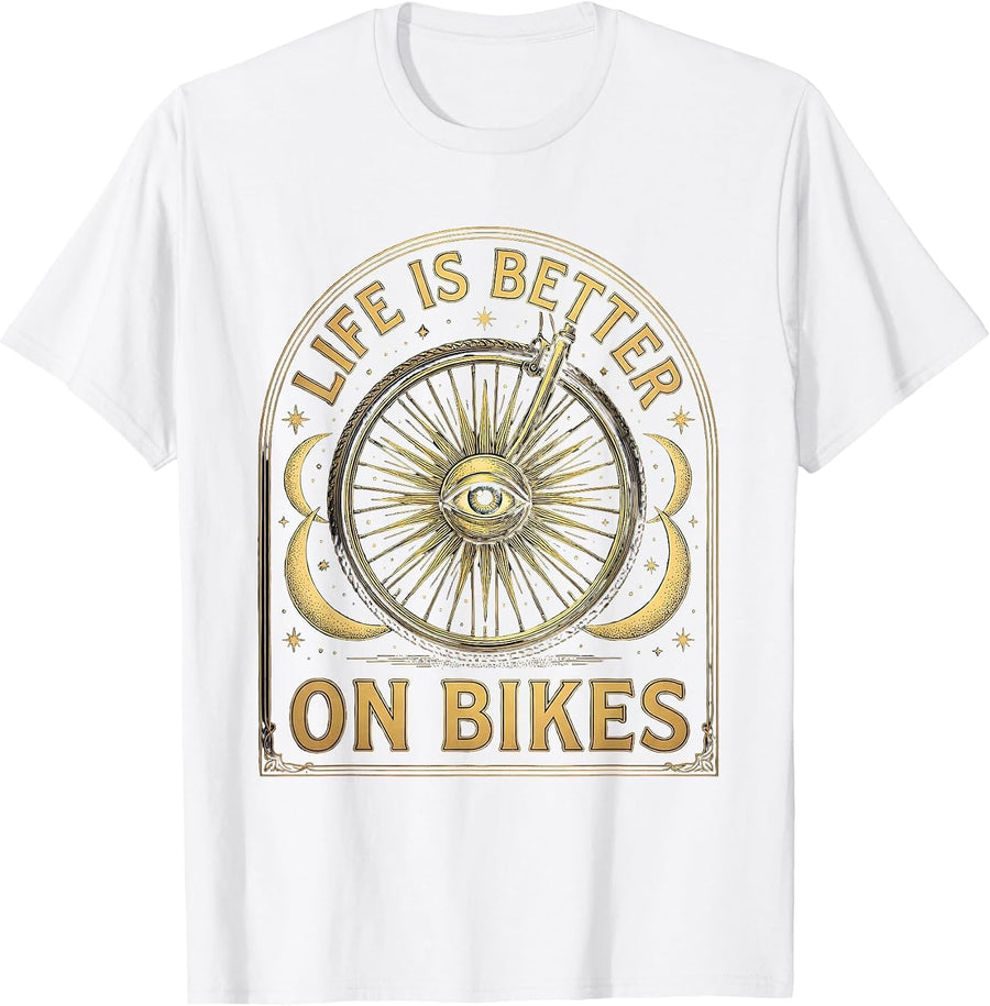 Men's Life Is Better On Bikes Cycling Design T-Shirt - White