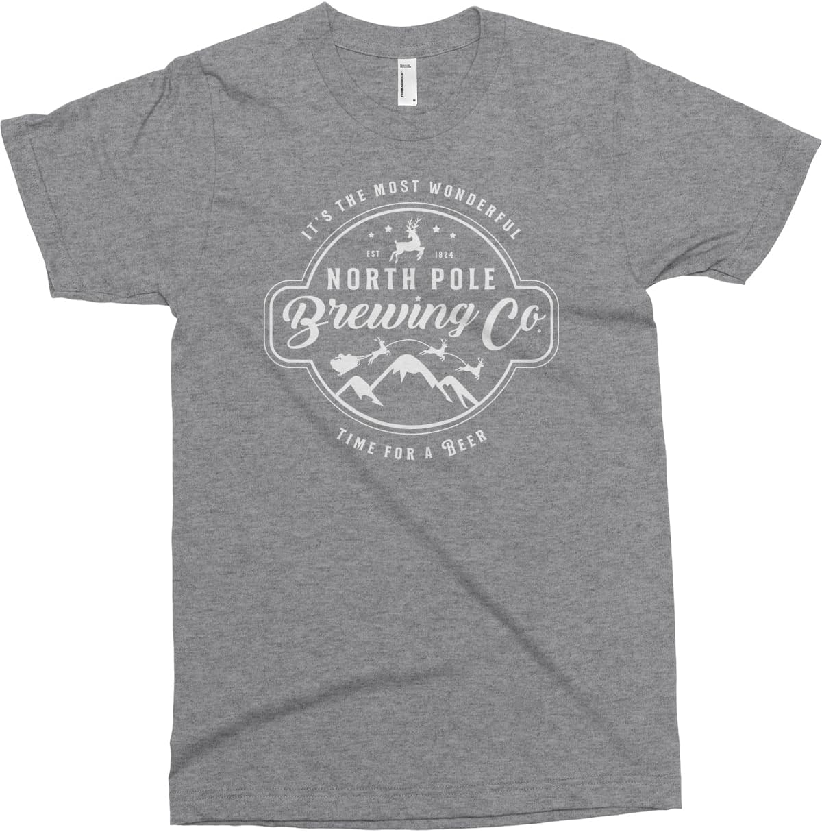 Threadrock Men's North Pole Brewing Co Faux Brewery Logo T-Shirt - Sport Gray