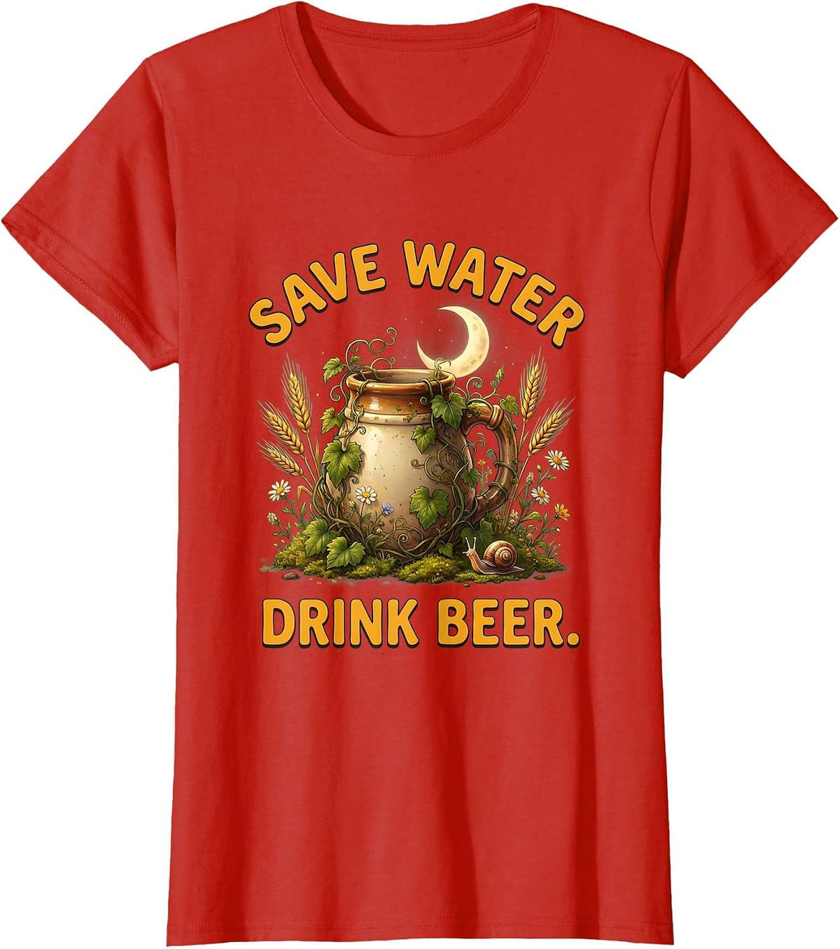 Women's Save Water Drink Beer Funny Brewing Design T-Shirt - Red