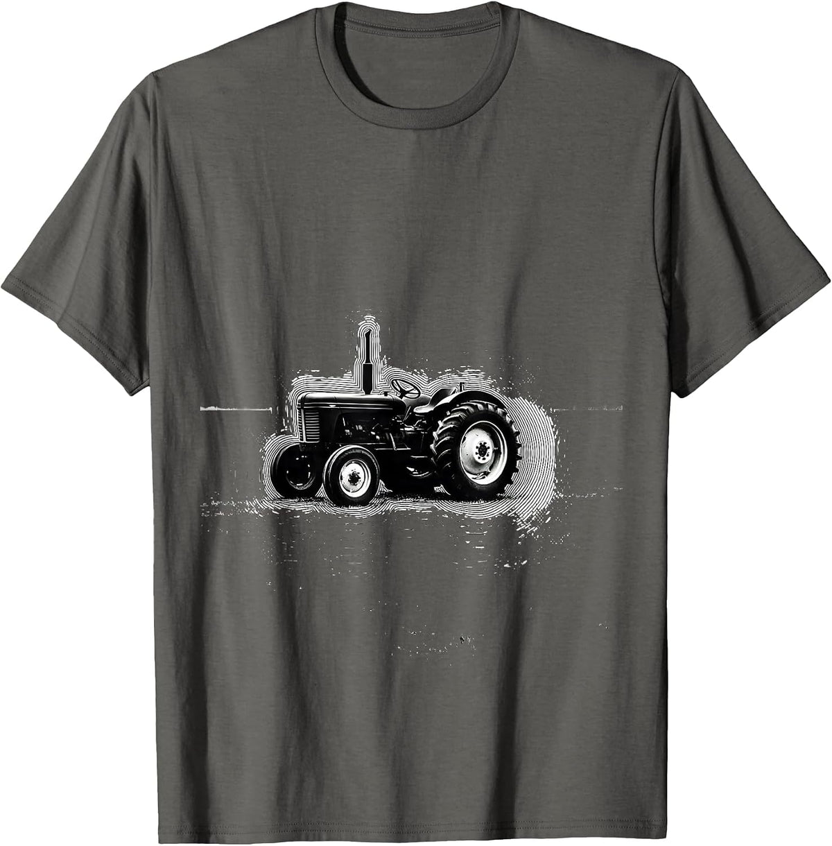 Old Tractor Silhouette Vintage Farmer Nostalgia Humor T-Shirt - Asphalt Grey