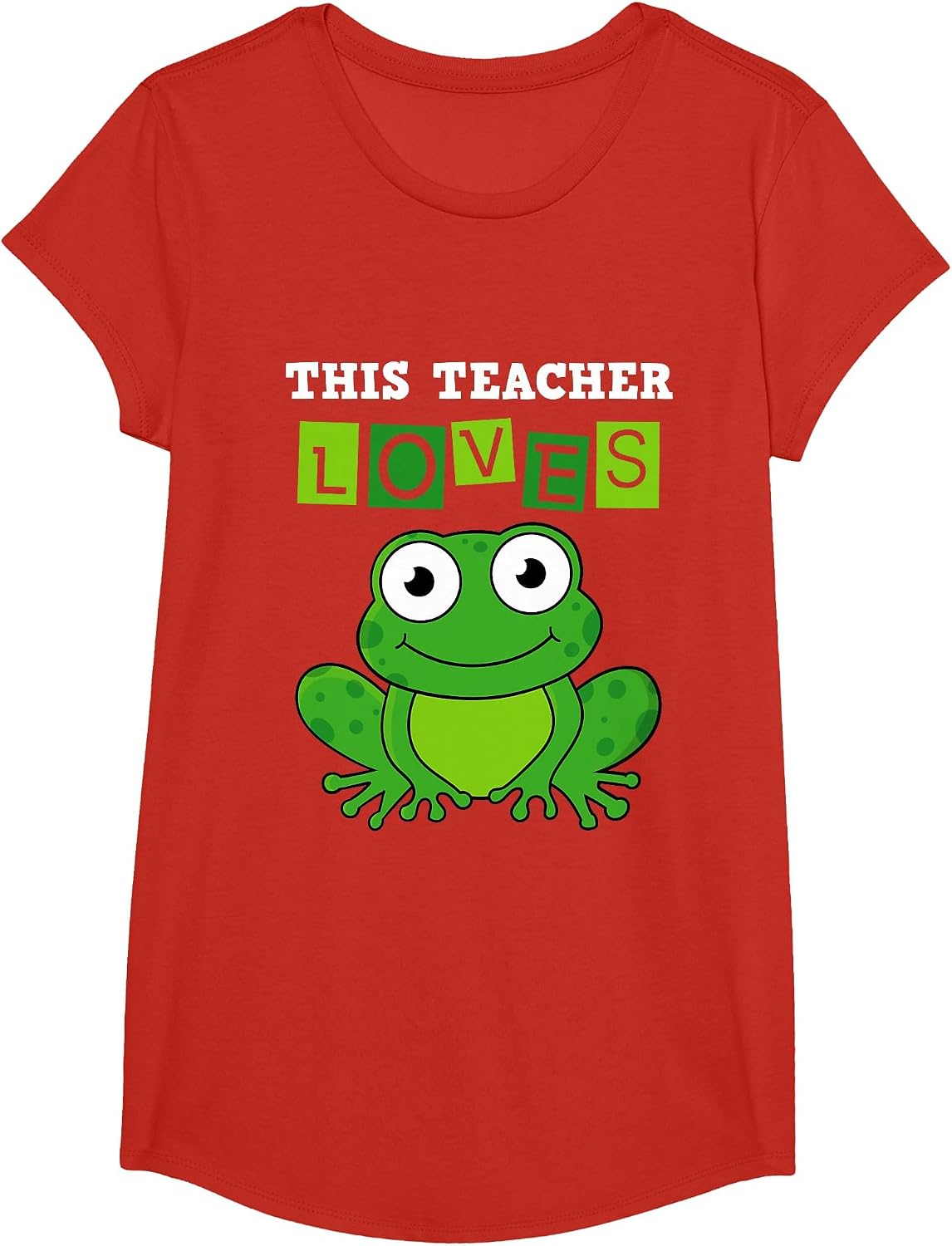 Biology Teachers: This Teacher Loves Frogs T-Shirt - Girls Red